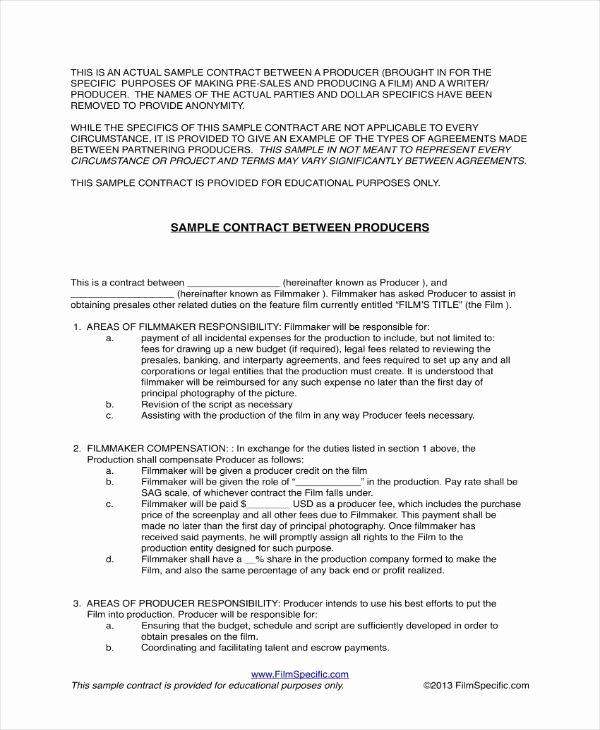 Music Production Contract Template New 7 Production Contract Templates Pdf Word