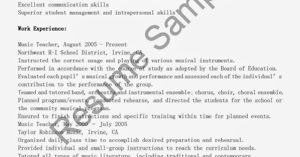 Music Teacher Resume Sample Luxury Resume Samples Music Teacher Resume Sample