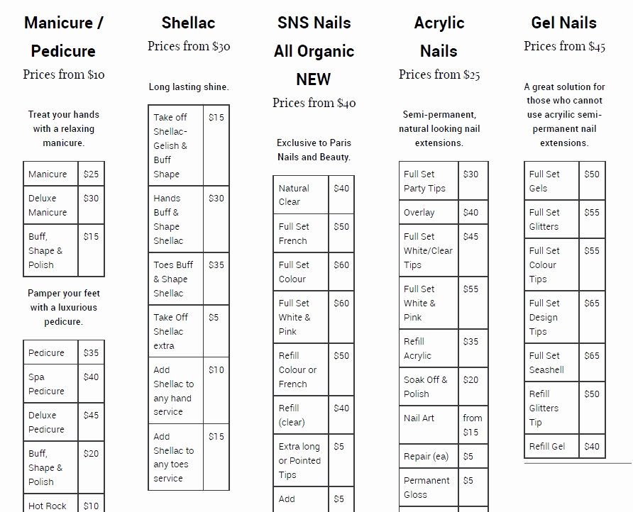 Nail Price List Template Awesome 8 Free Sample Nail Services Salon Price List Templates