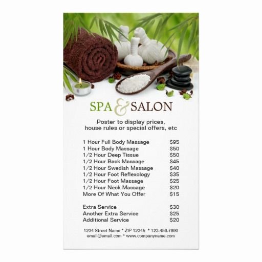 Nail Price List Template Best Of Spa Massage Salon Menu Services Poster