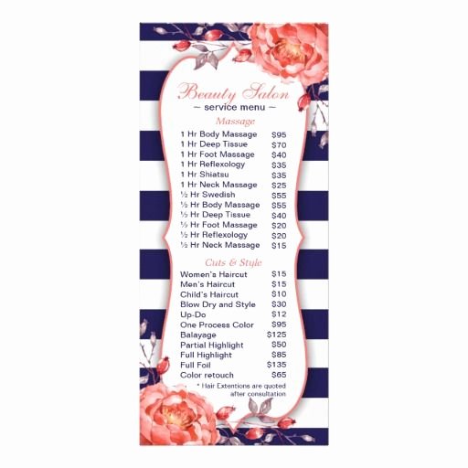 Nail Price List Template Elegant Navy and Coral Salon and Spa Menu Services