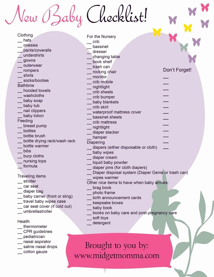 New Baby Checklist Printable Fresh 1000 Ideas About New Baby Checklist On Pinterest
