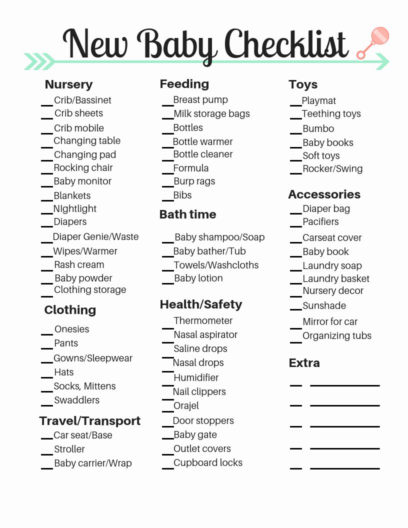 New Baby Checklist Printable Fresh Free New Baby Checklist Printable – Motivation for Mom
