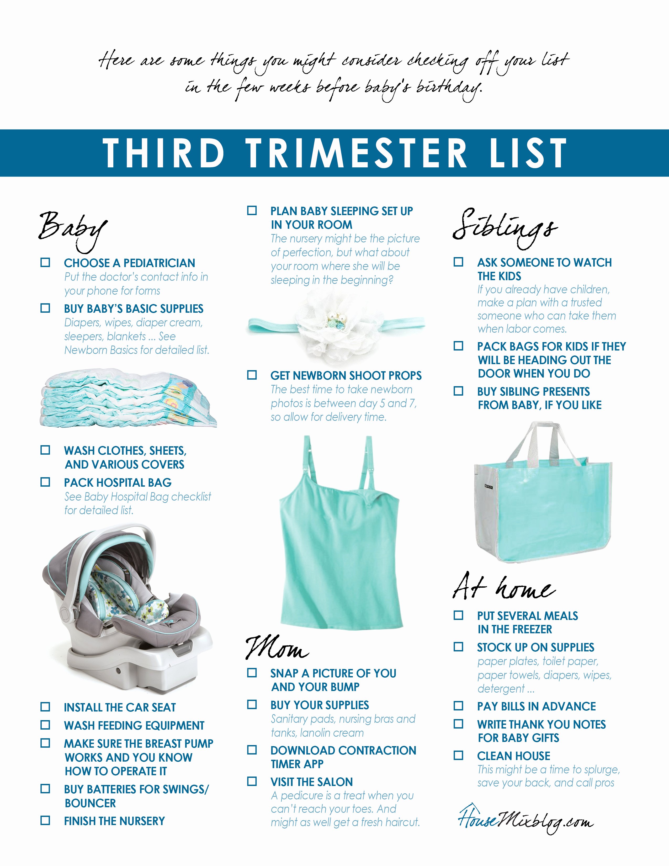New Baby Checklist Printable Fresh Third Trimester Checklist