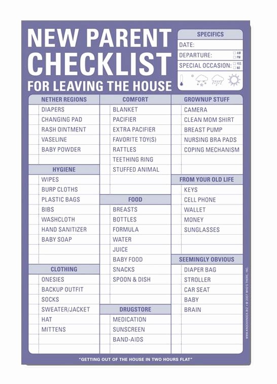 New Baby Checklist Printable Lovely New Parent Checklist for Leaving House Baby Love