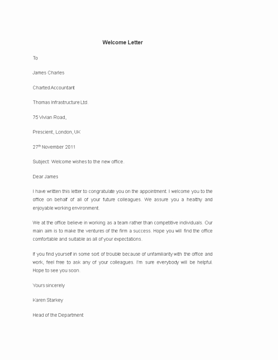 New Employee Welcome Letter Elegant New Employee Templates