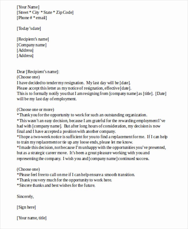 New Job Resignation Letter Unique 42 Resignation Letter Template In Doc