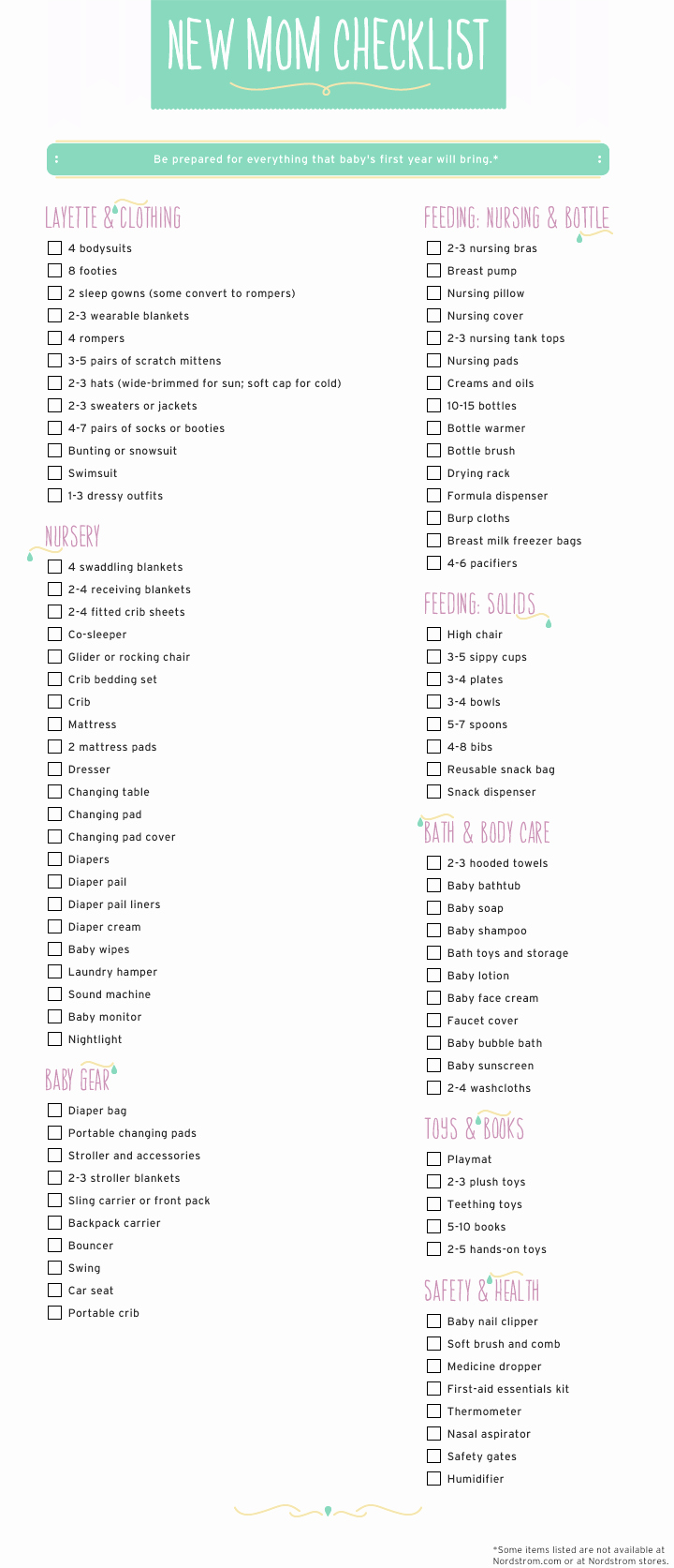 Newborn Essentials Checklist Awesome Printable New Mom Checklist From nordstrom Baby ♥