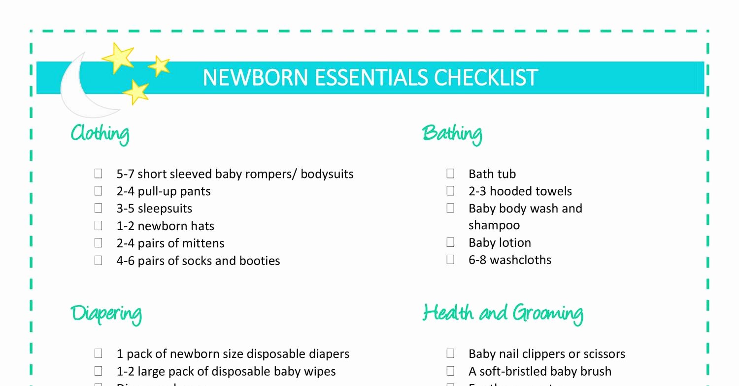 Newborn Essentials Checklist New Newborn Essentials Checklist Pdf