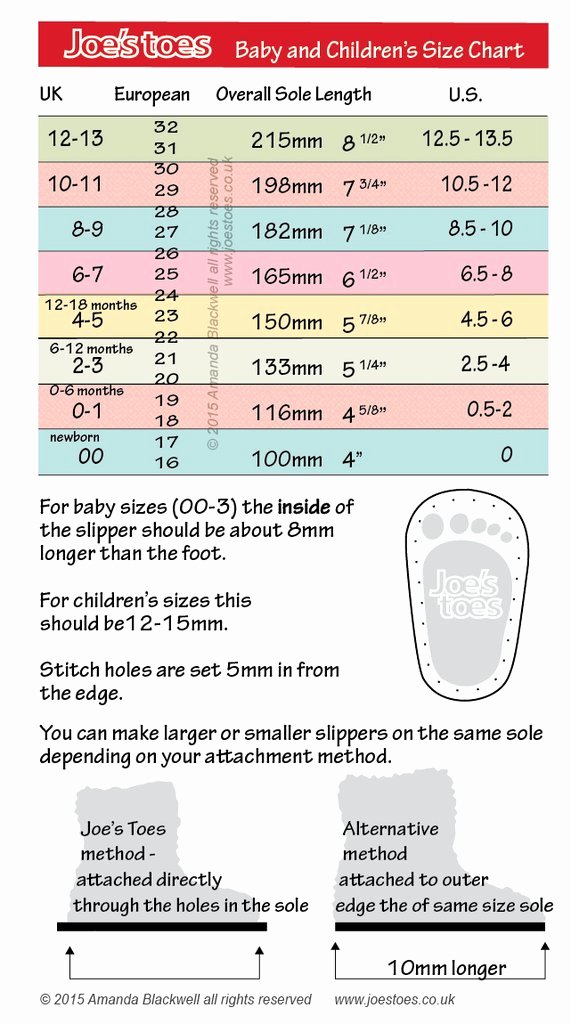 Newborn Shoes Size Chart Lovely Slipper soles In Thick Felt Ready to Sew Uk – Joe S toes