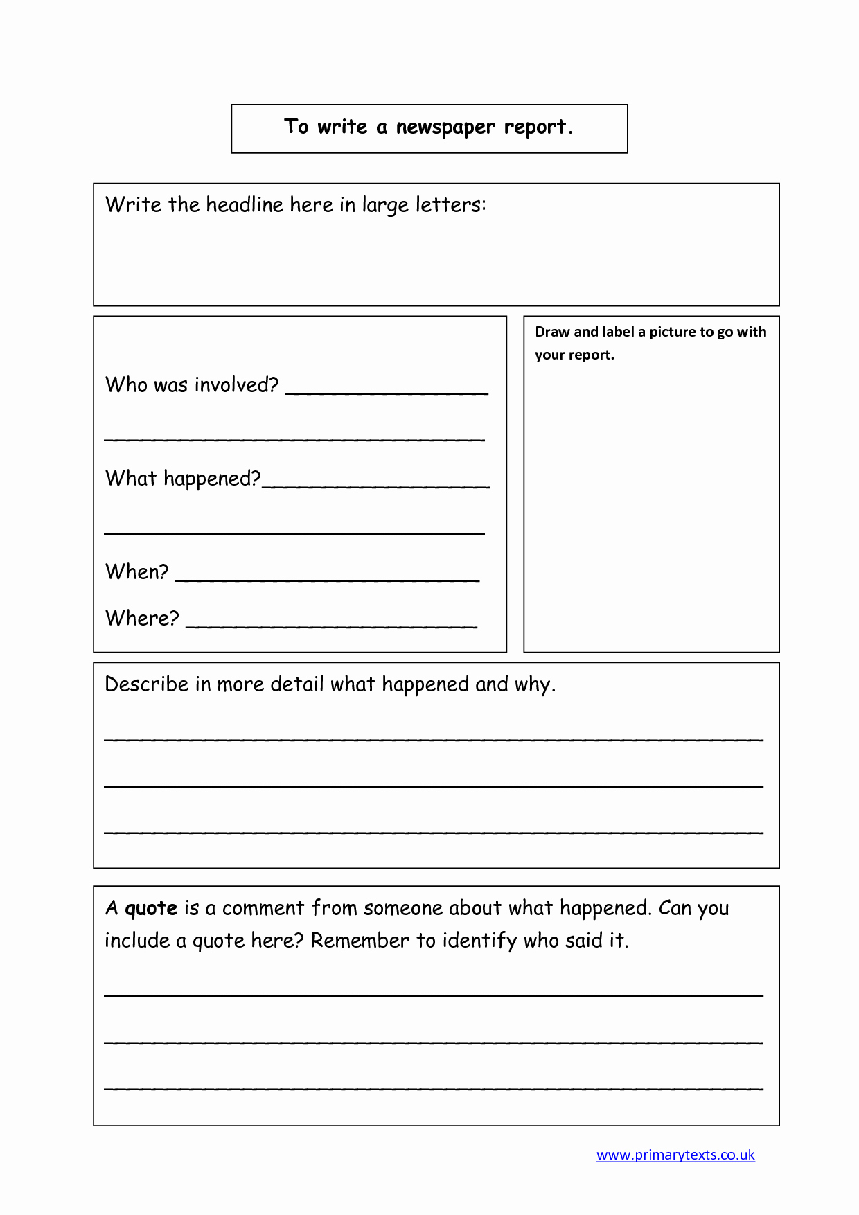 Newspaper Article Template for Students Inspirational Writing Template