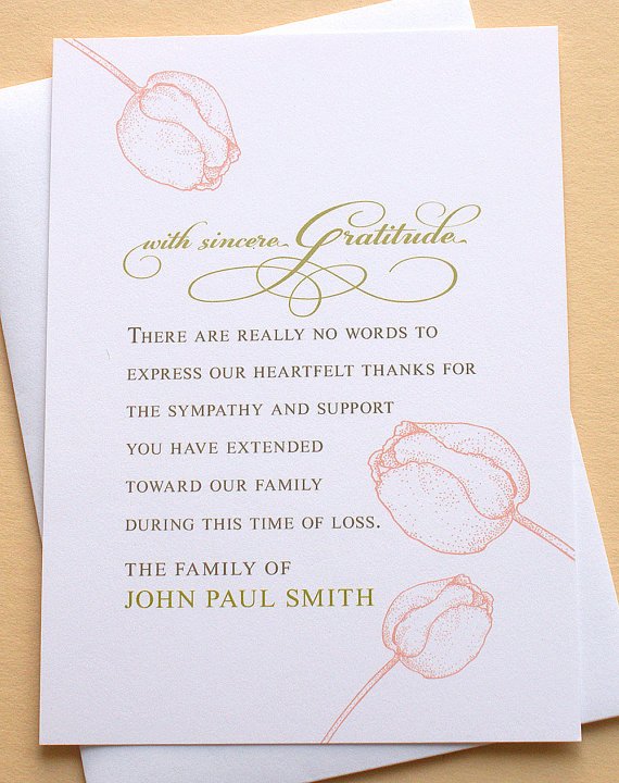 Newspaper Thank Yous after Funeral Luxury Funeral Sympathy Thank You Cards with Three Big Peach Tulips