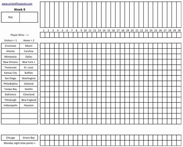 Nfl Football Pool Template Fresh Printable Football Pool Master Sheet Template Spreadsheet