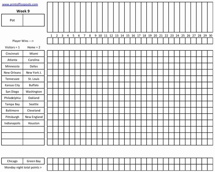 Nfl Football Pool Template Luxury Printable Football Pool Master Sheet Template Spreadsheet
