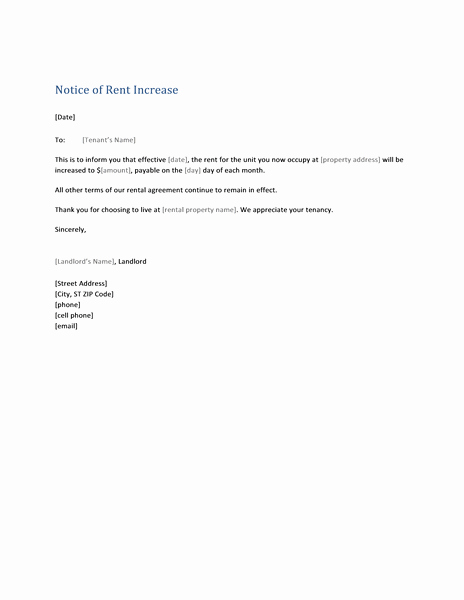 Non Payment Of Rent Letter Best Of Notice Of Rent Increase form Letter Templates