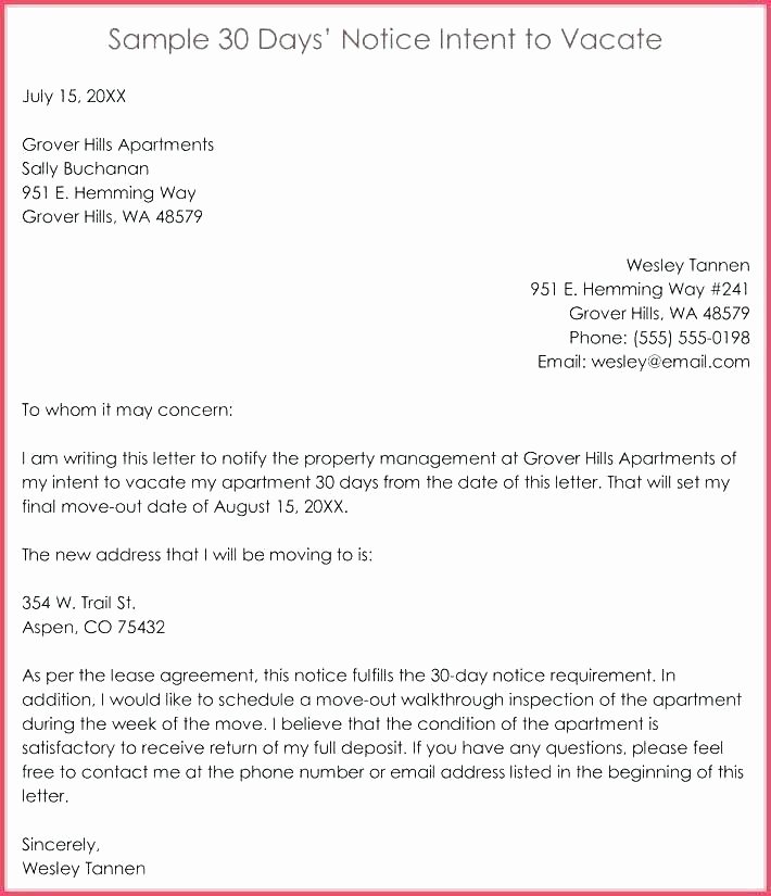 Notice to Vacate Apartment Letter Awesome Sample 60 Day Notice to Landlord – Jungletie
