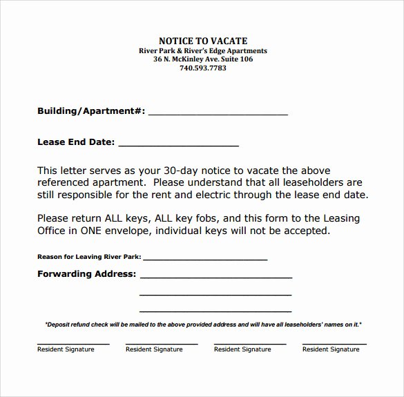 Notice to Vacate Apartment Letter Elegant 11 Sample Notice to Vacate Letters Pdf Ms Word Apple