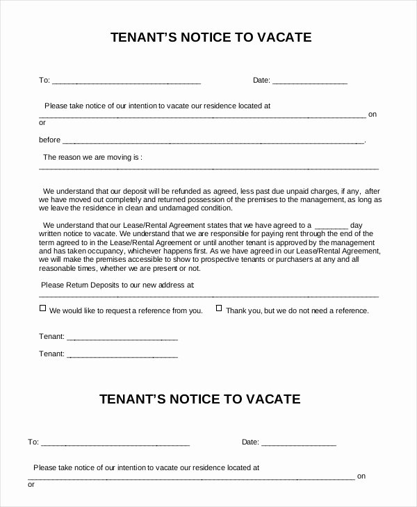 30 Notice To Vacate Rental Example Document Template