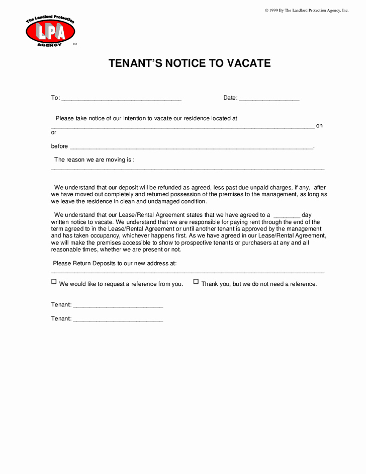 Notice to Vacate Rental Unique Printable Sample Notice to Vacate Template form