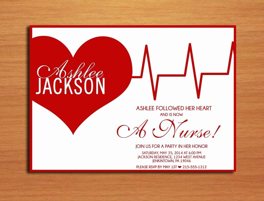 Nurse Graduation Invitations Printable Lovely Ekg Heart Nursing Medical Degree Graduation Party Invitation