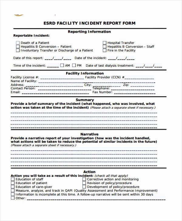 Nursing Incident Report Sample Elegant Free 40 Sample Incident Report forms In Pdf