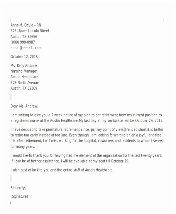Nursing Letter Of Resignation Lovely Nurses Resignation Letter Samples