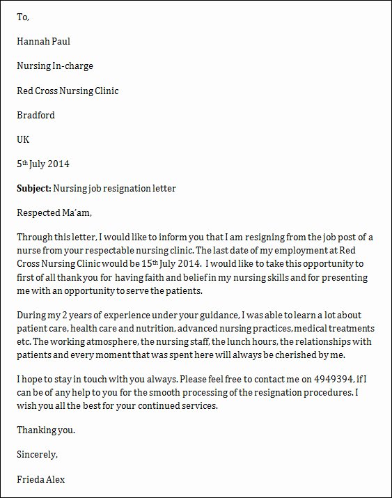 Nursing Resignation Letter Template Inspirational Sample Job Resignation Letter 14 Free Documents In Word