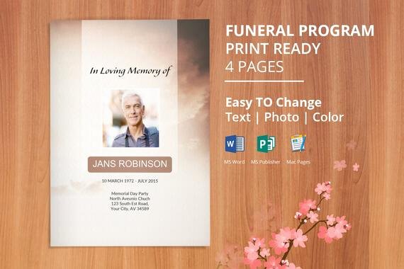 Obituary Template for Microsoft Word Lovely Items Similar to Printable Funeral Program Template