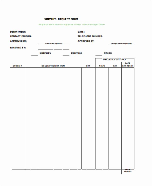 Office Supplies Request form Beautiful Free 40 Request forms