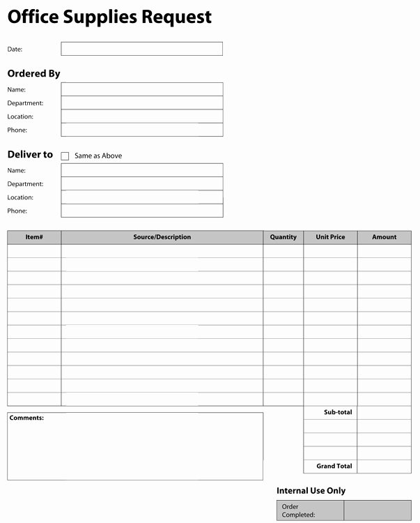 Office Supplies Request form New Fice Supply Fice Supply Request form