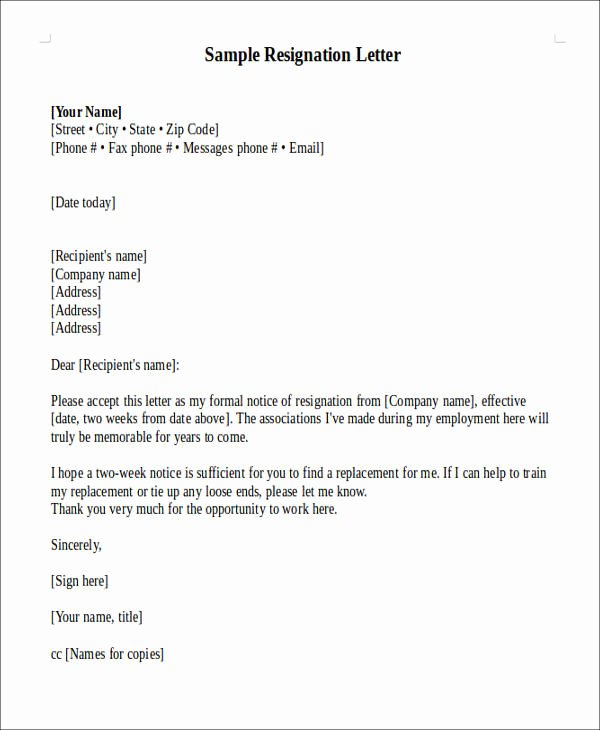 Official Letter Of Resignation Beautiful Sample Ficial Resignation Letter