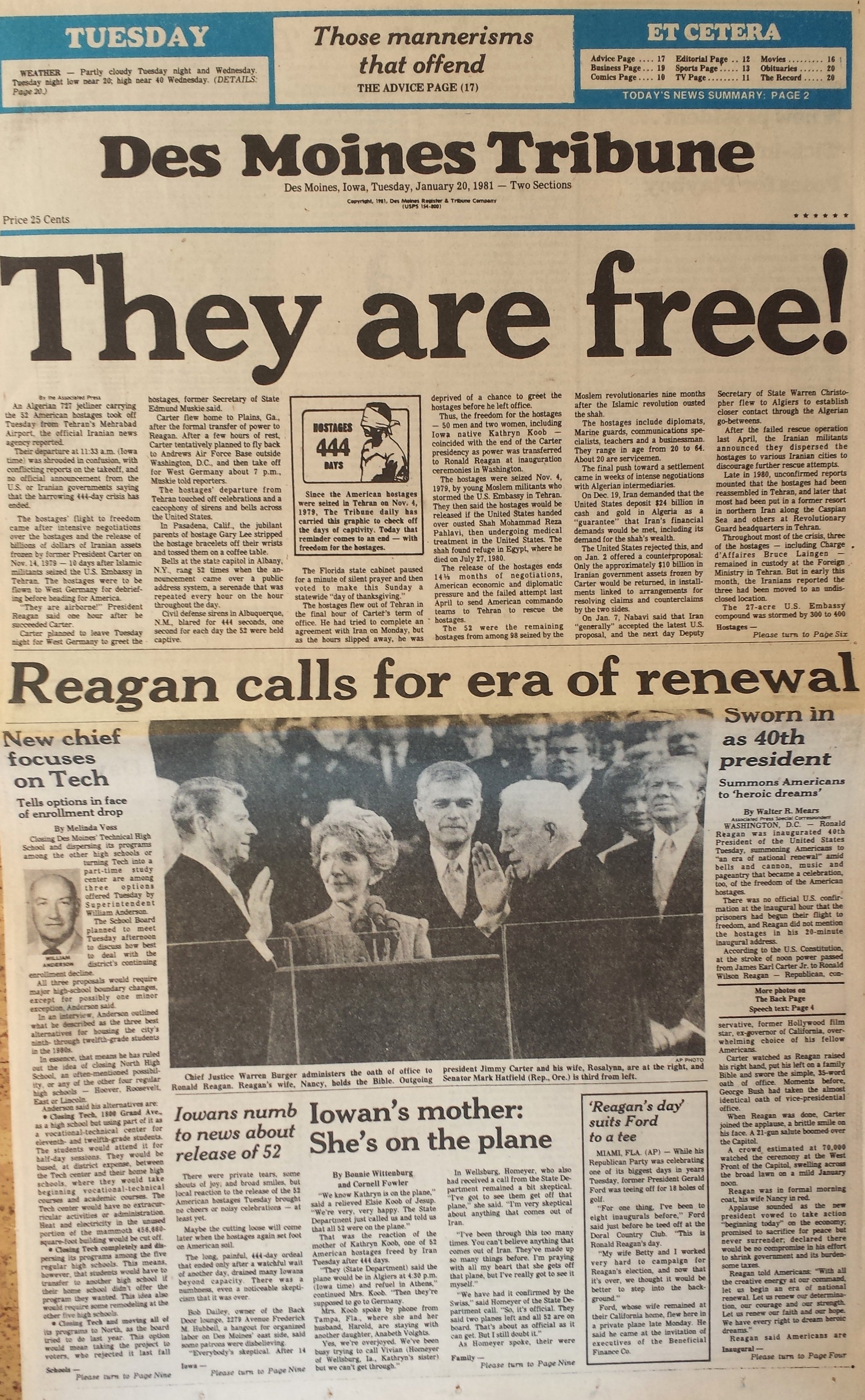 Old Newspapers Front Page Beautiful Historic Front Pages Hostage Release Eclipsed Reagan