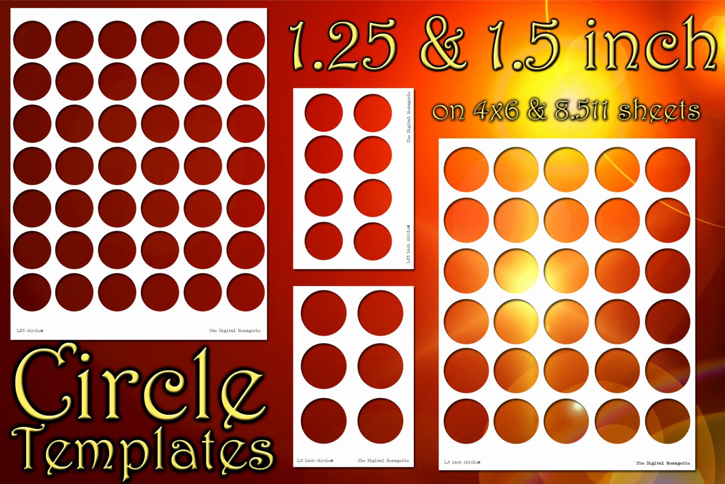 One Inch Circle Template Luxury 1 25 &amp; 1 5 Inch Circle Templates 4x6 8 5x11 Sheets Png