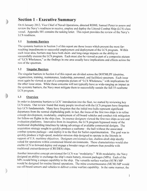 One Page Executive Summary Sample Unique Lcs Opnav Review Executive Summary – Navy Live