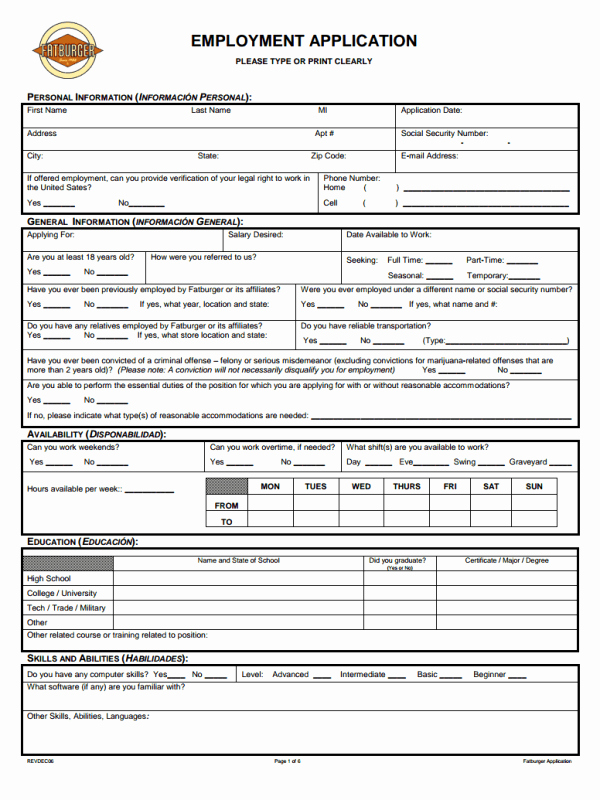 Online Printable Job Applications Fresh Free Printable Job Application form Template form Generic