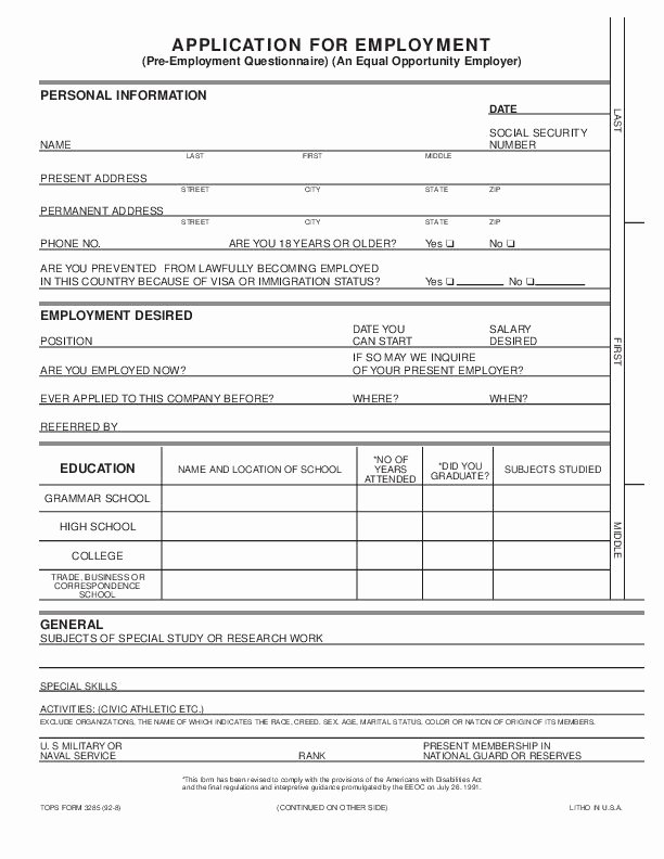 Online Printable Job Applications New Blank Job Application form Samples Download Free forms