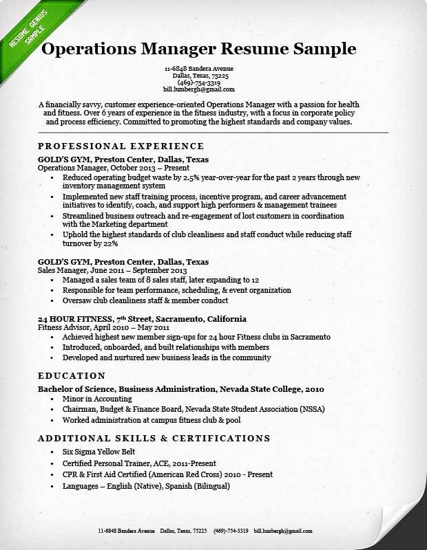 Operation Manager Cover Letter Beautiful Operations Manager Resume Sample