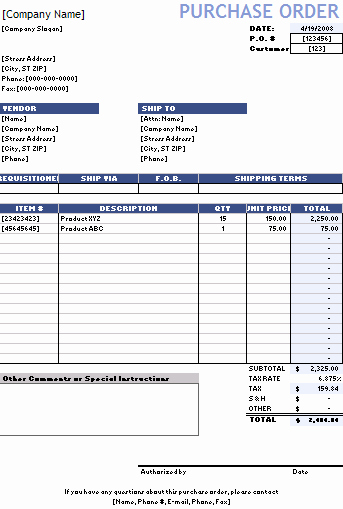 Order forms for Small Business Elegant New Blank Purchase order