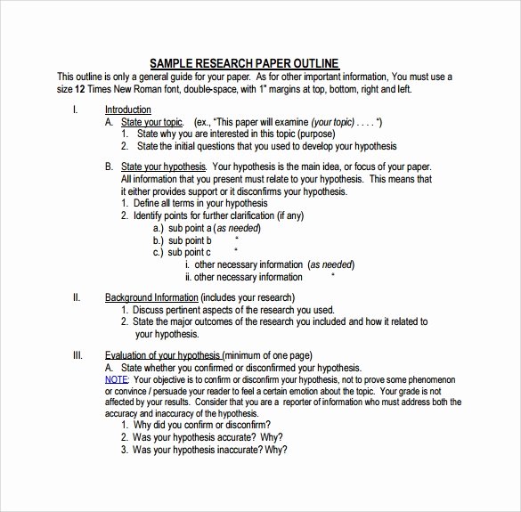 Outline format for Essay Unique Free 8 Sample Research Paper Outline Templates In Pdf