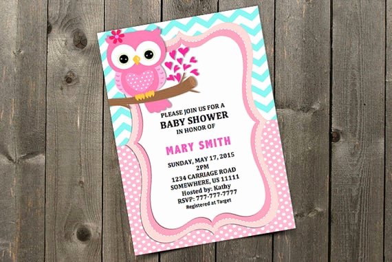 Owl Template for Baby Shower Inspirational Girl Owl Baby Shower Invitation Template