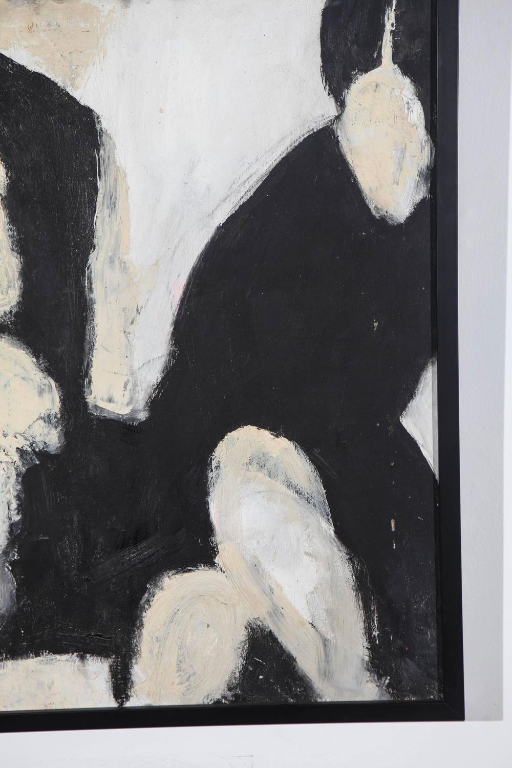Paintings Black and White Luxury Black and White Abstract Figure Painting at 1stdibs