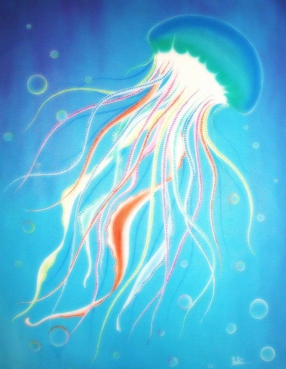 Paintings Of Fish Underwater Fresh Acrylic Painting On Canvas Jelly Fish Underwater World by