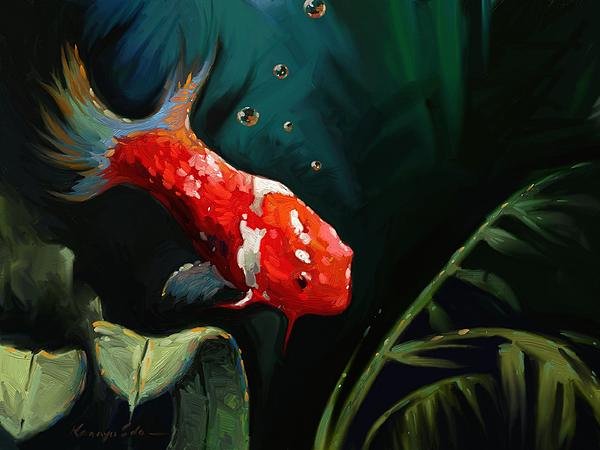 Paintings Of Fish Underwater Unique Underwater Koi Fish Painting Painting by Kanayo Ede