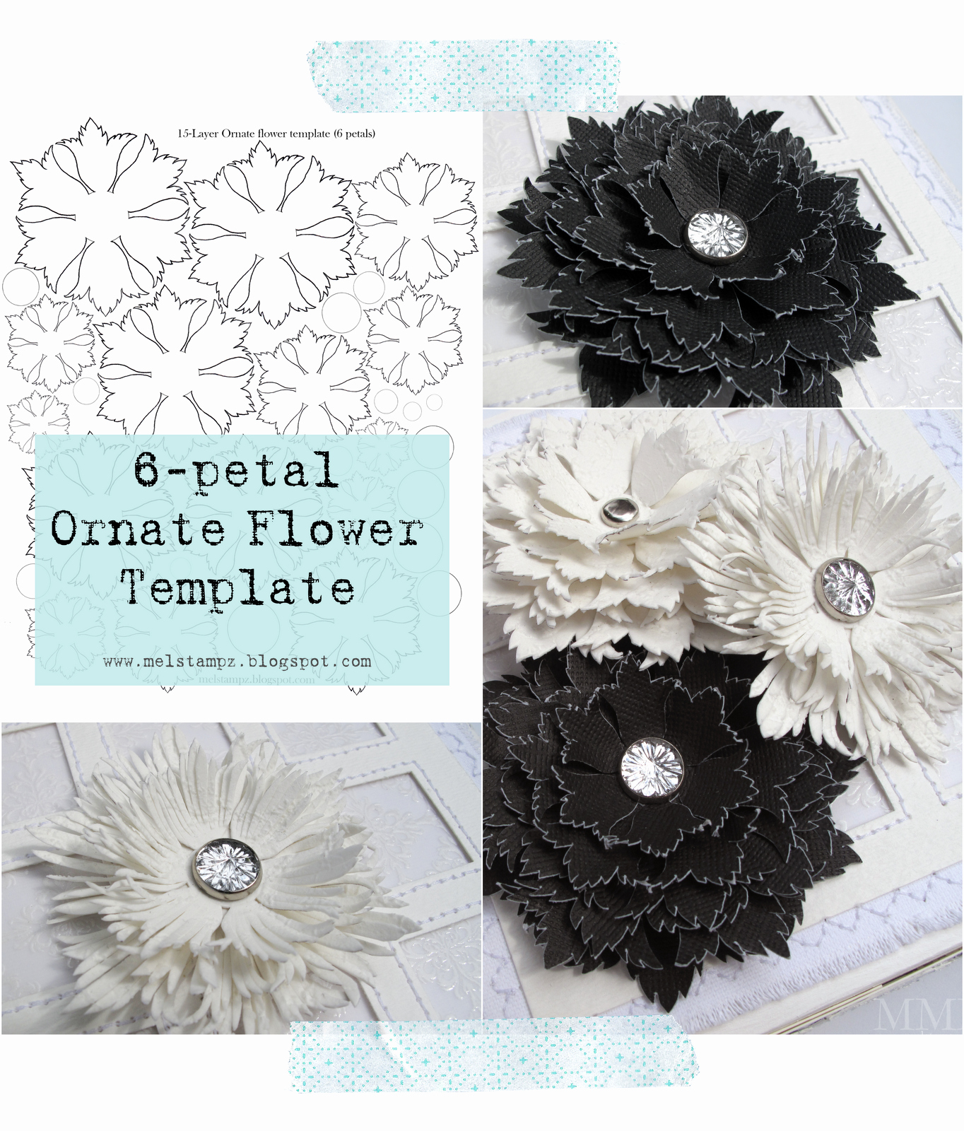 Paper Flower Templates to Print Fresh Mel Stampz 6 Petal ornate Flower Template