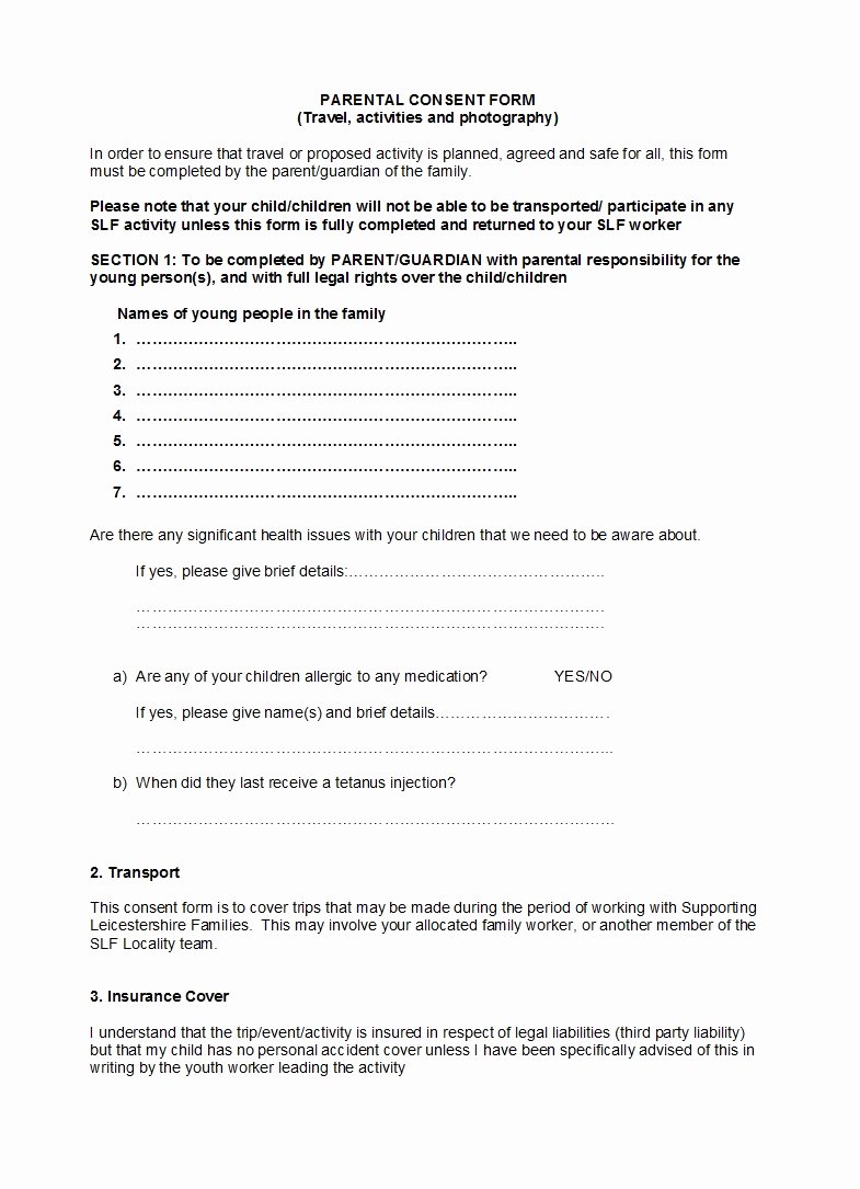 Parent Consent forms Template Elegant 50 Printable Parental Consent form &amp; Templates Template Lab