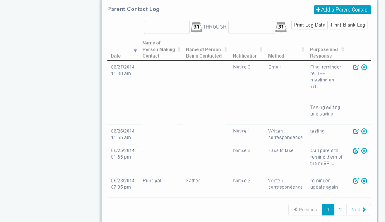 Parent Contact Log Awesome Pleting A Related Services Log Note Access Log and