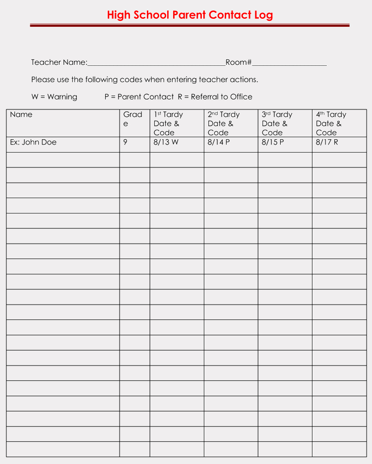 Parent Contact Log Inspirational Printable Parent Contact Log Sheet Templates Excel Word