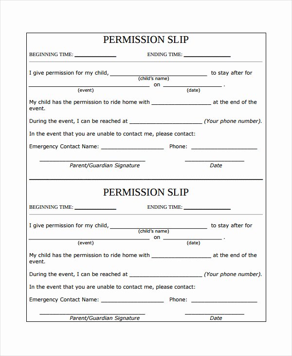 Parent Permission Slip Template Awesome Download Field Trip Permission Slip Template