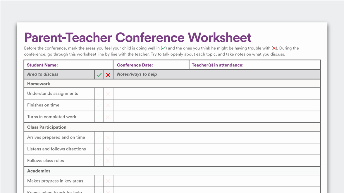 Parent Teacher Conference form Template Beautiful Printable Parent Teacher Conference Worksheet