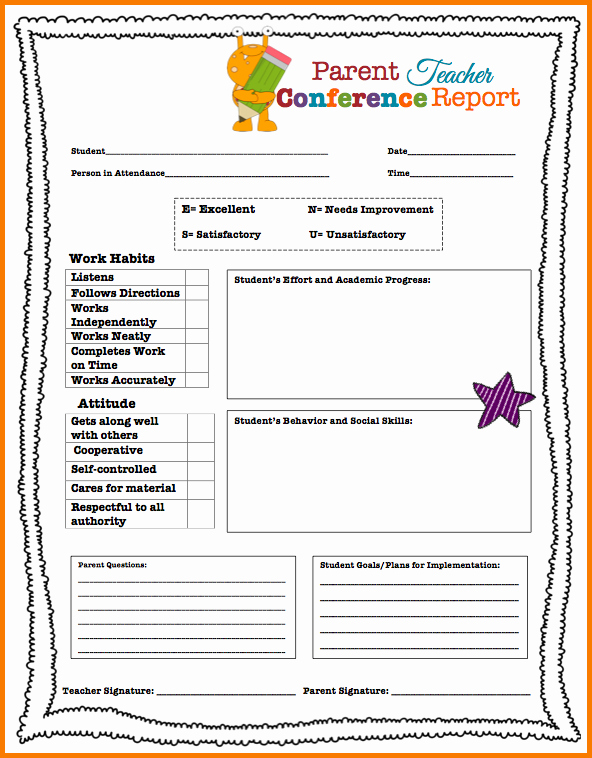 Parent Teacher Conference form Template Best Of Parent Teacher Conference Checklist